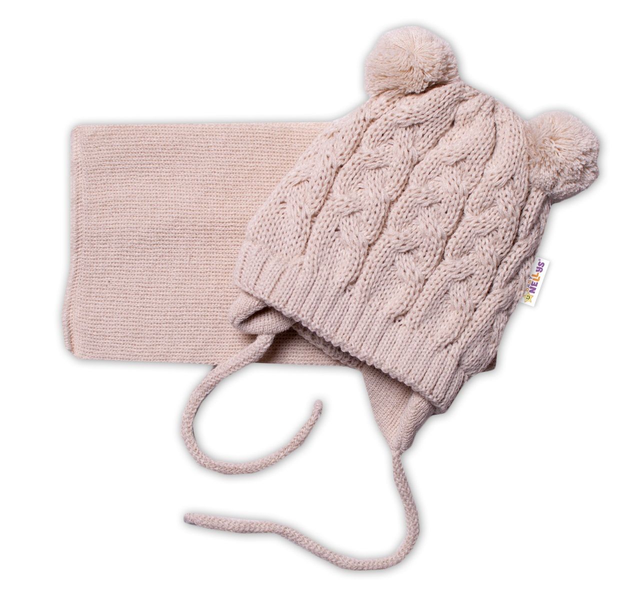 baby-nellys-zimna-pletena-ciapocka-s-salom-teddy-bezova-s-brmbolcami-vel-62-68